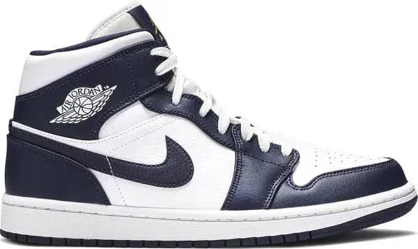 Air Jordan 1 Mid White Metallic Gold Obsidian