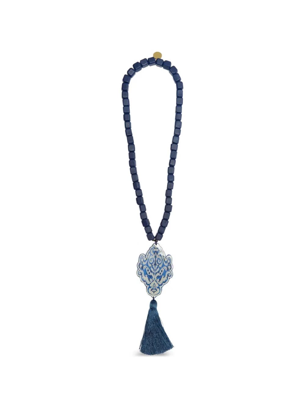 Ikat beaded tassel necklace