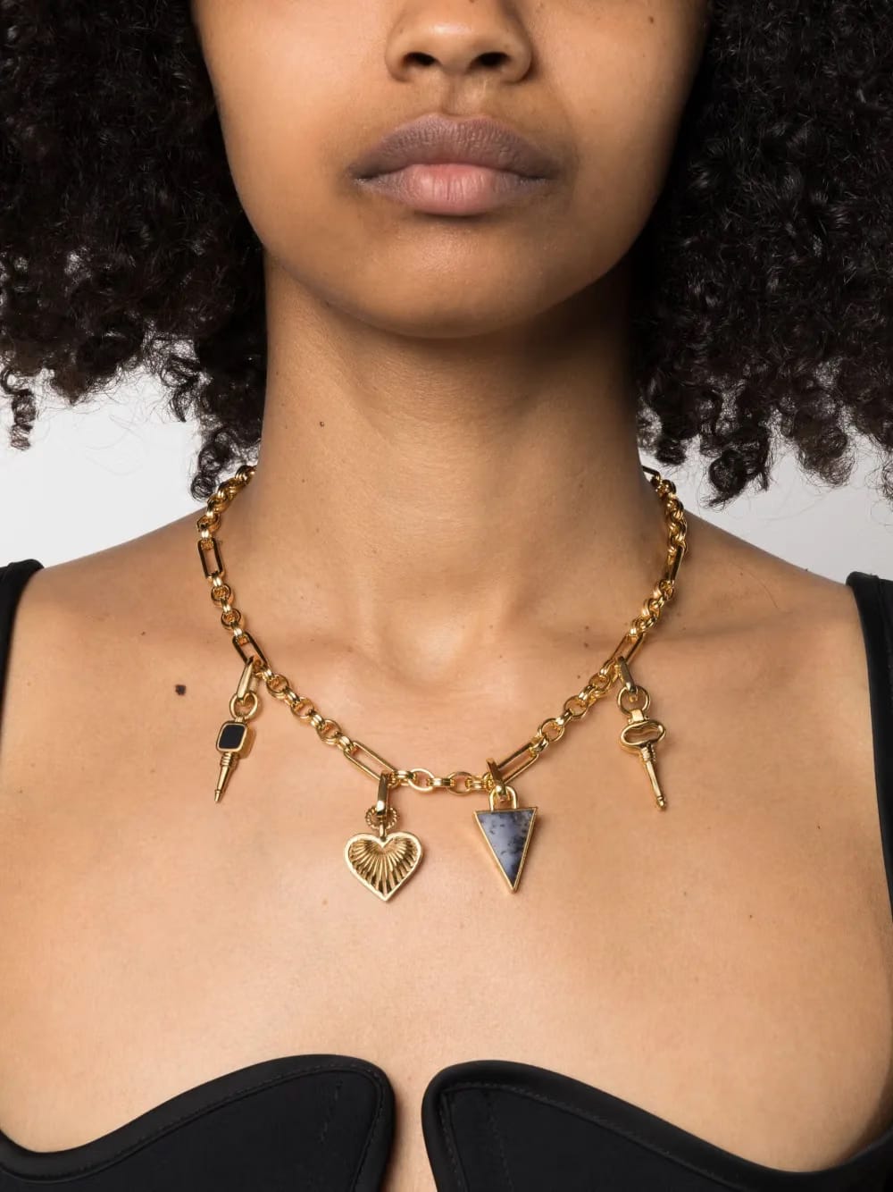 gold charm chained necklace