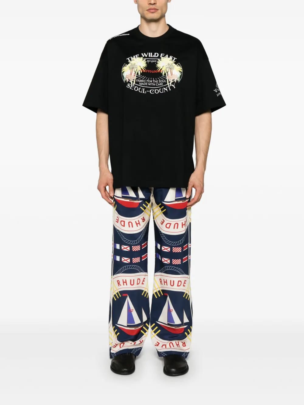 Sail Flag silk trousers