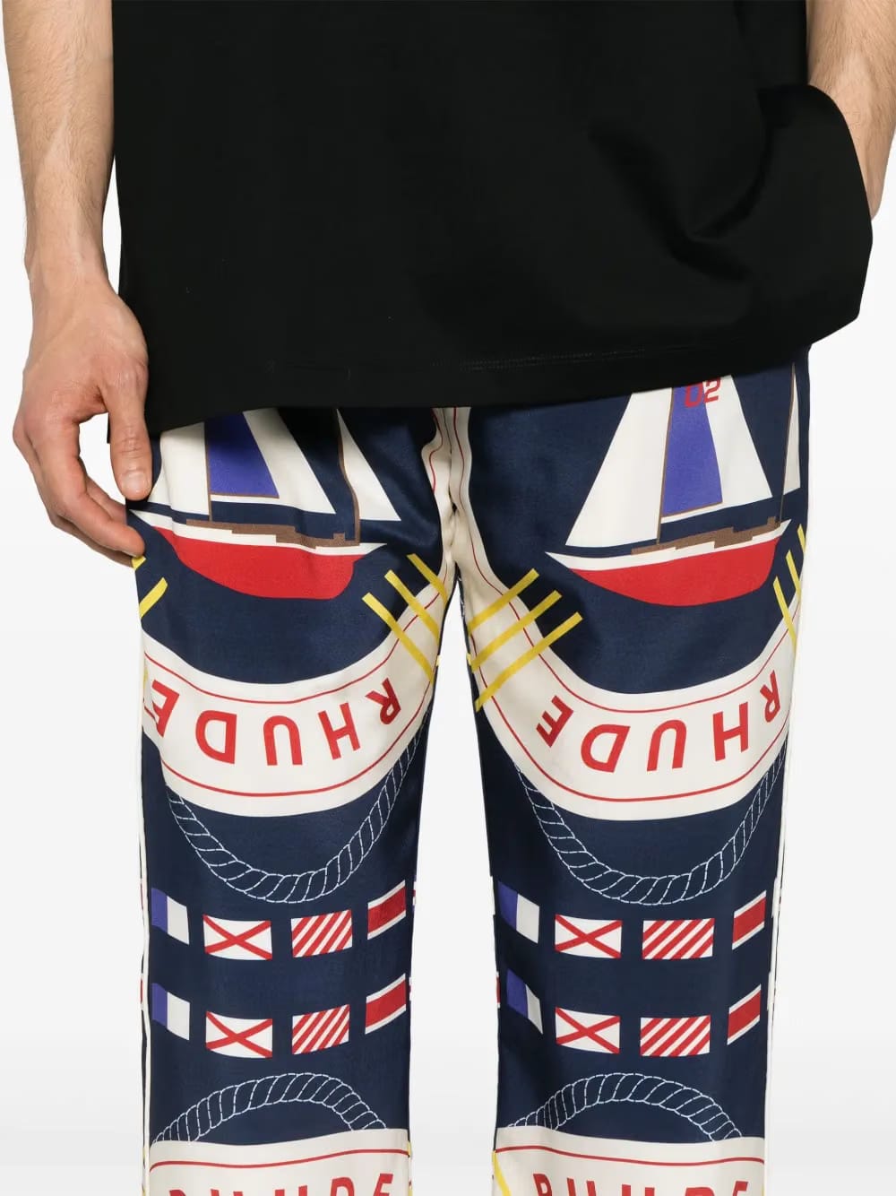 Sail Flag silk trousers