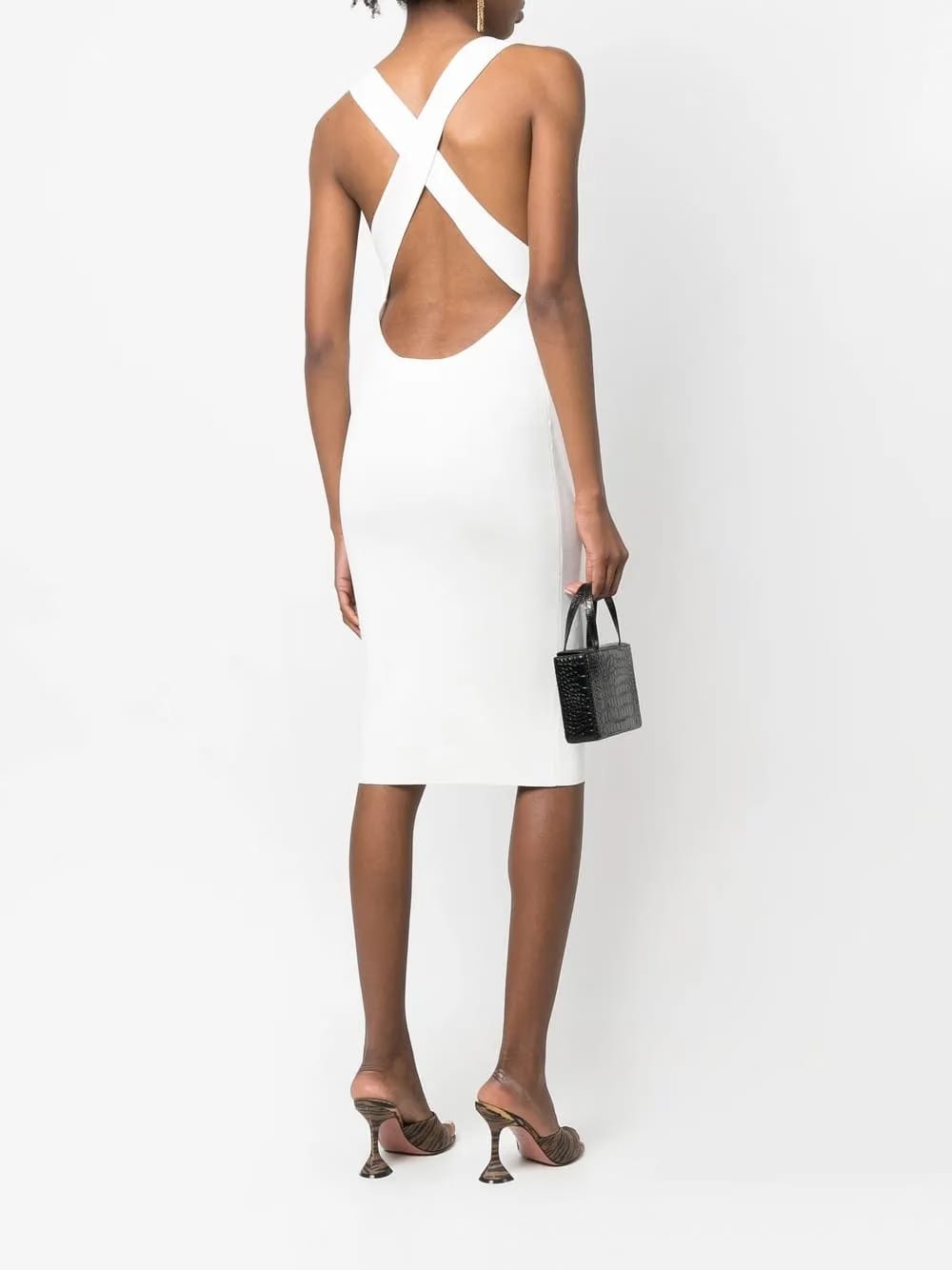 ribbed cross-strap midi dress