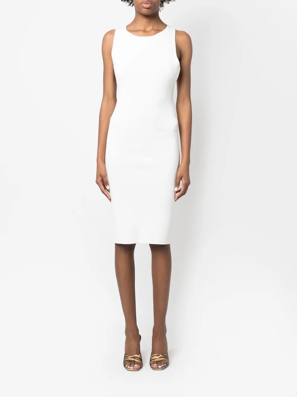 ribbed cross-strap midi dress
