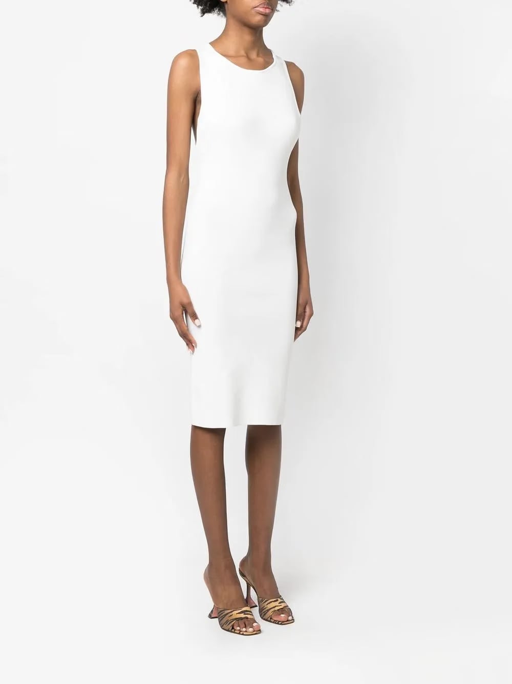 ribbed cross-strap midi dress