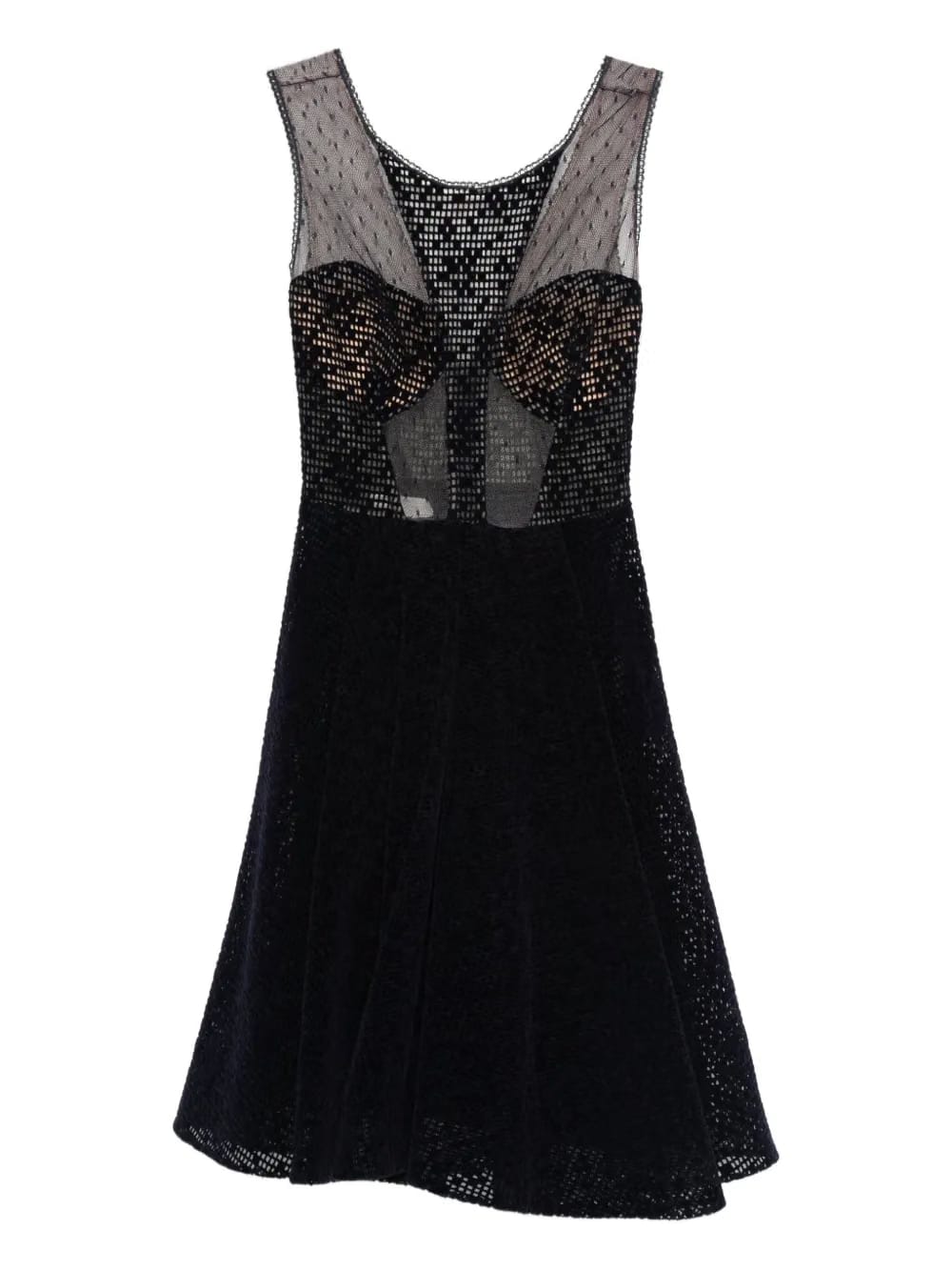 mesh-insert V-neck mini dress