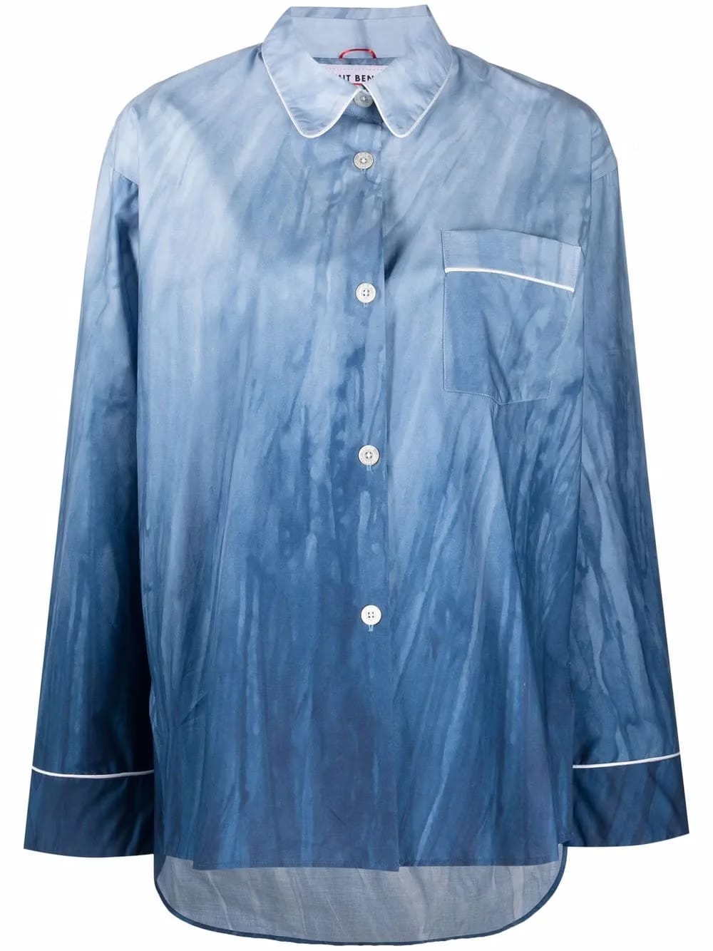 pipe-trim pajama shirt