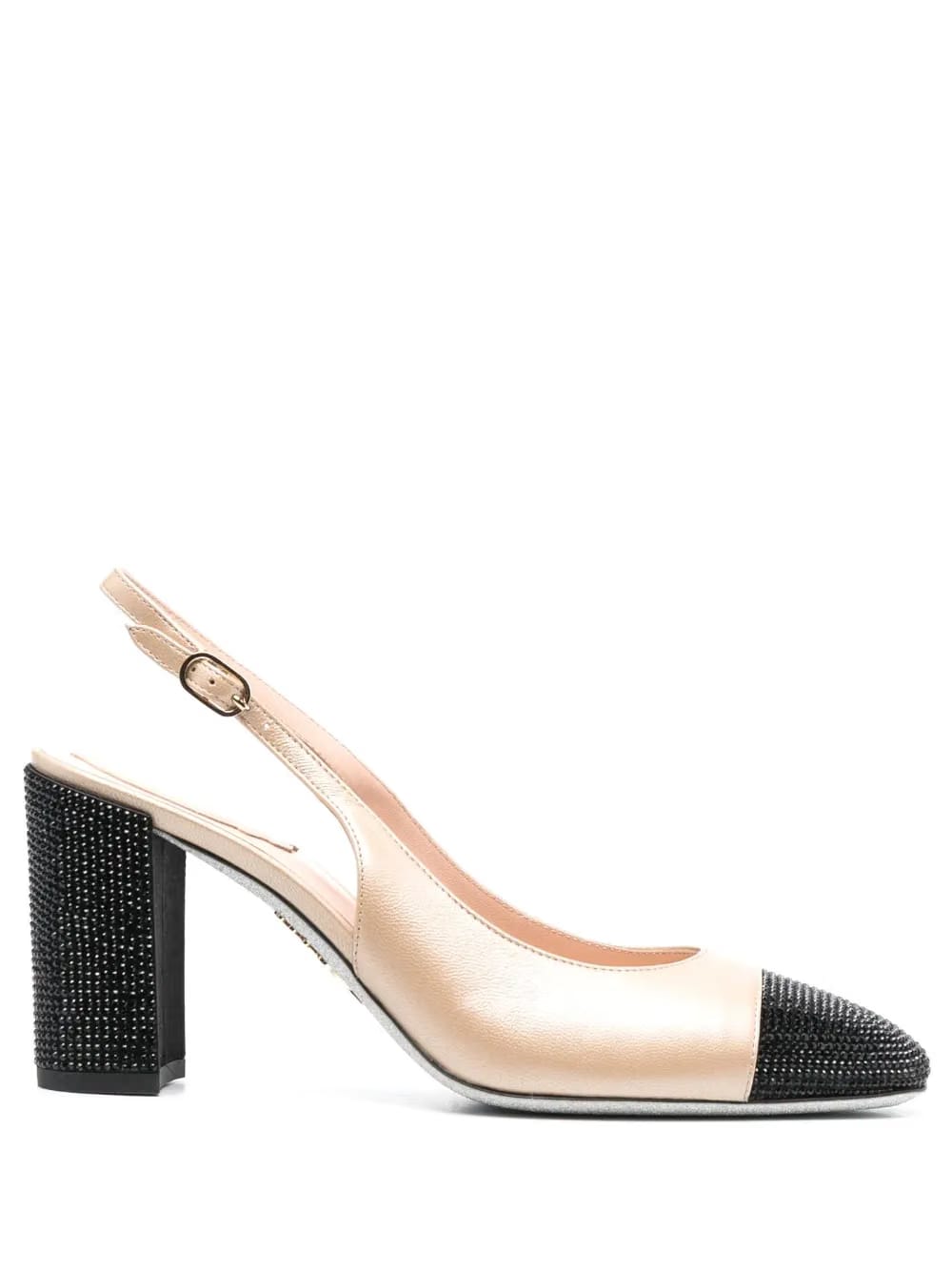 80mm two-tone rhinestone-embellished pumps