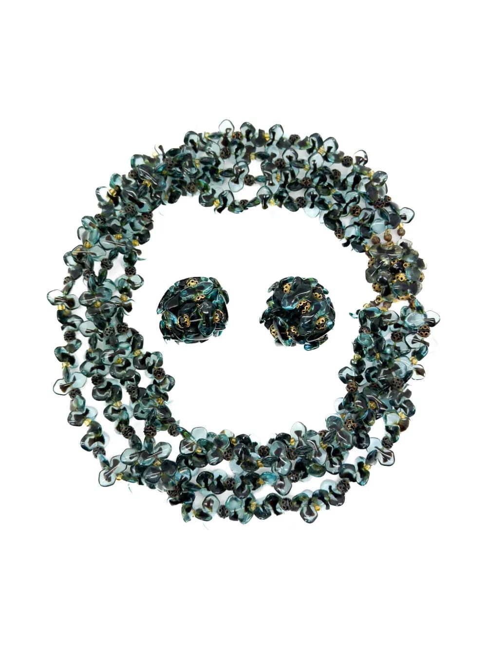 1967 bead-embellished necklace and earrings set