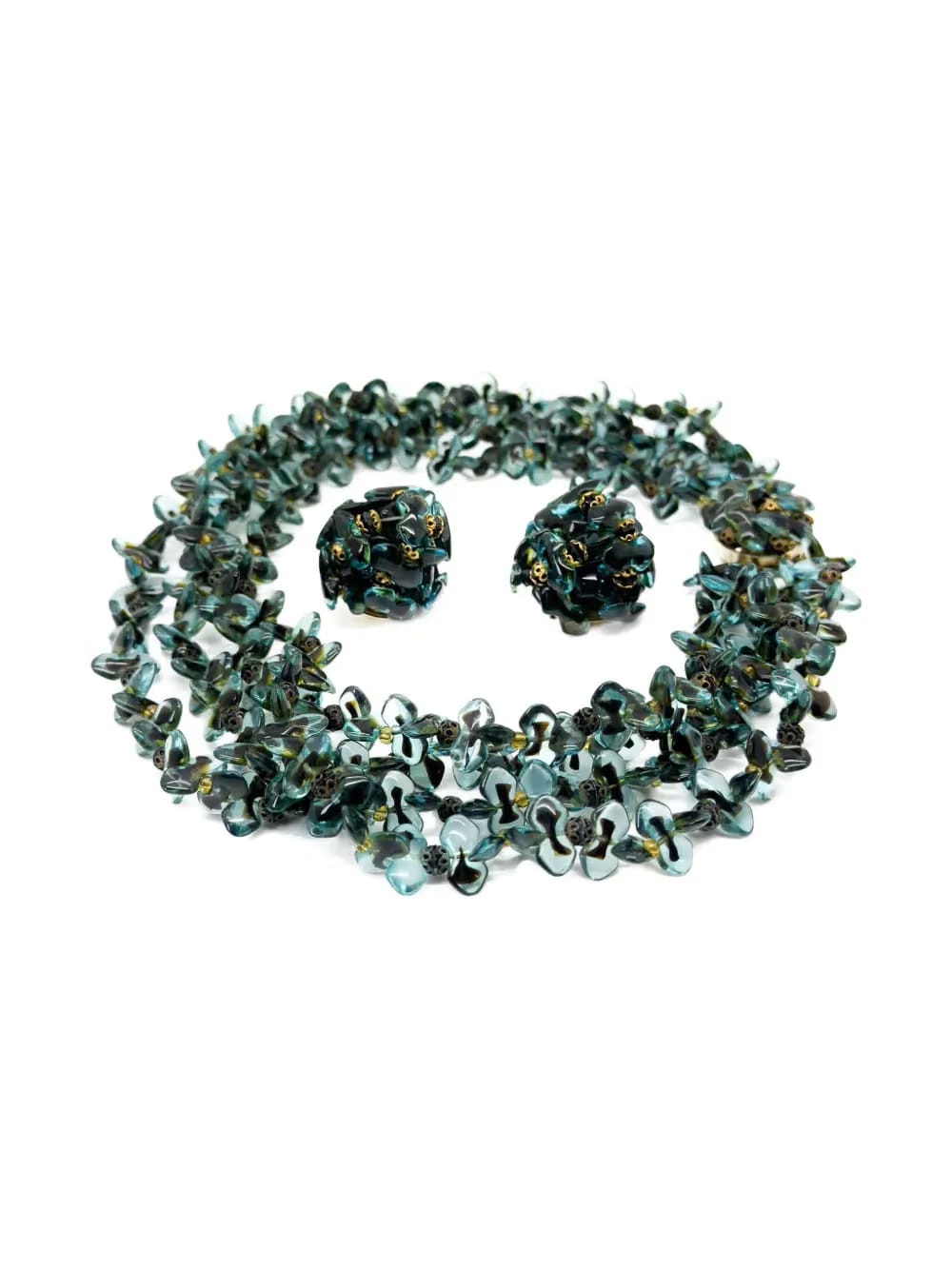 1967 bead-embellished necklace and earrings set