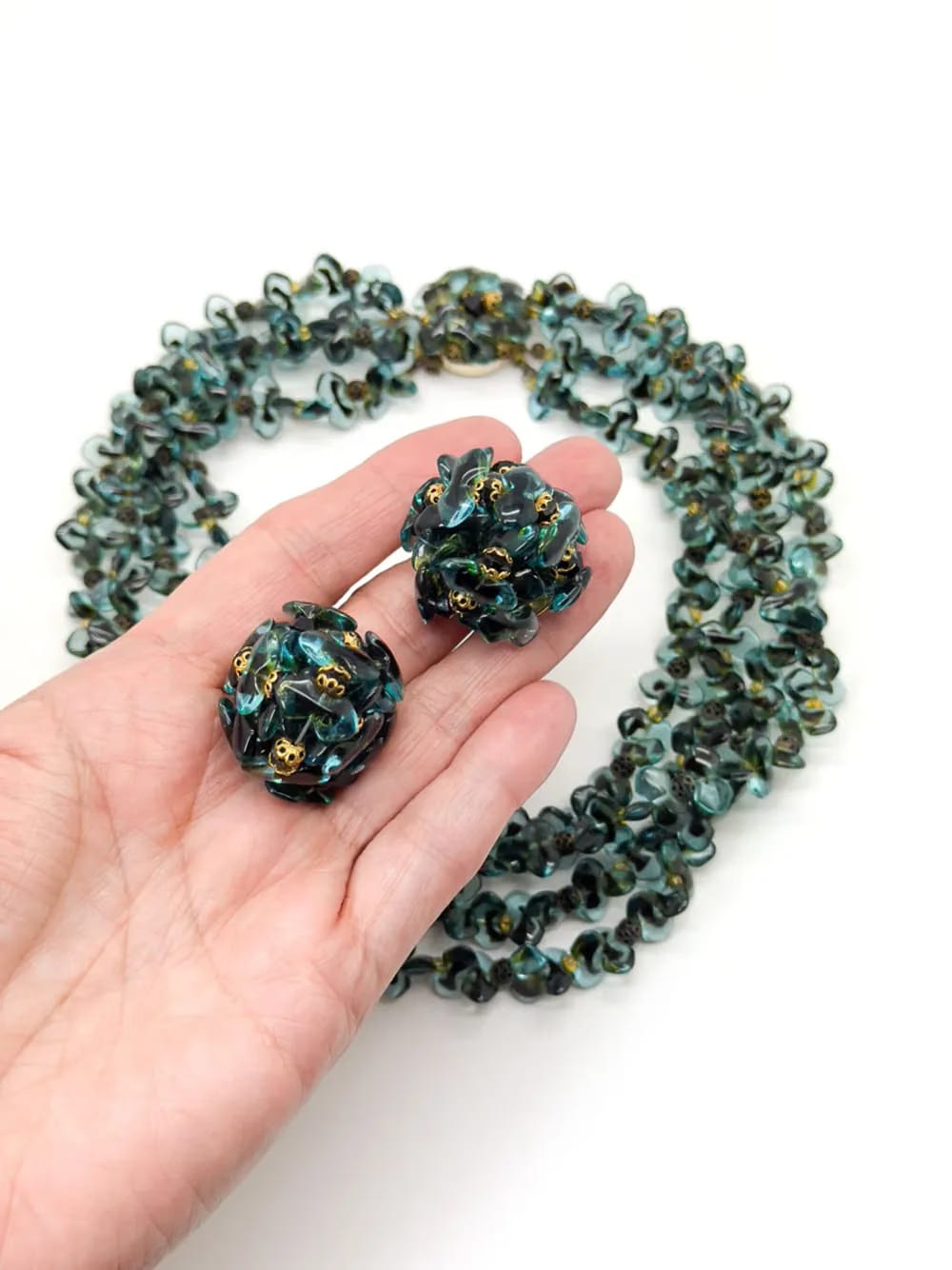 1967 bead-embellished necklace and earrings set
