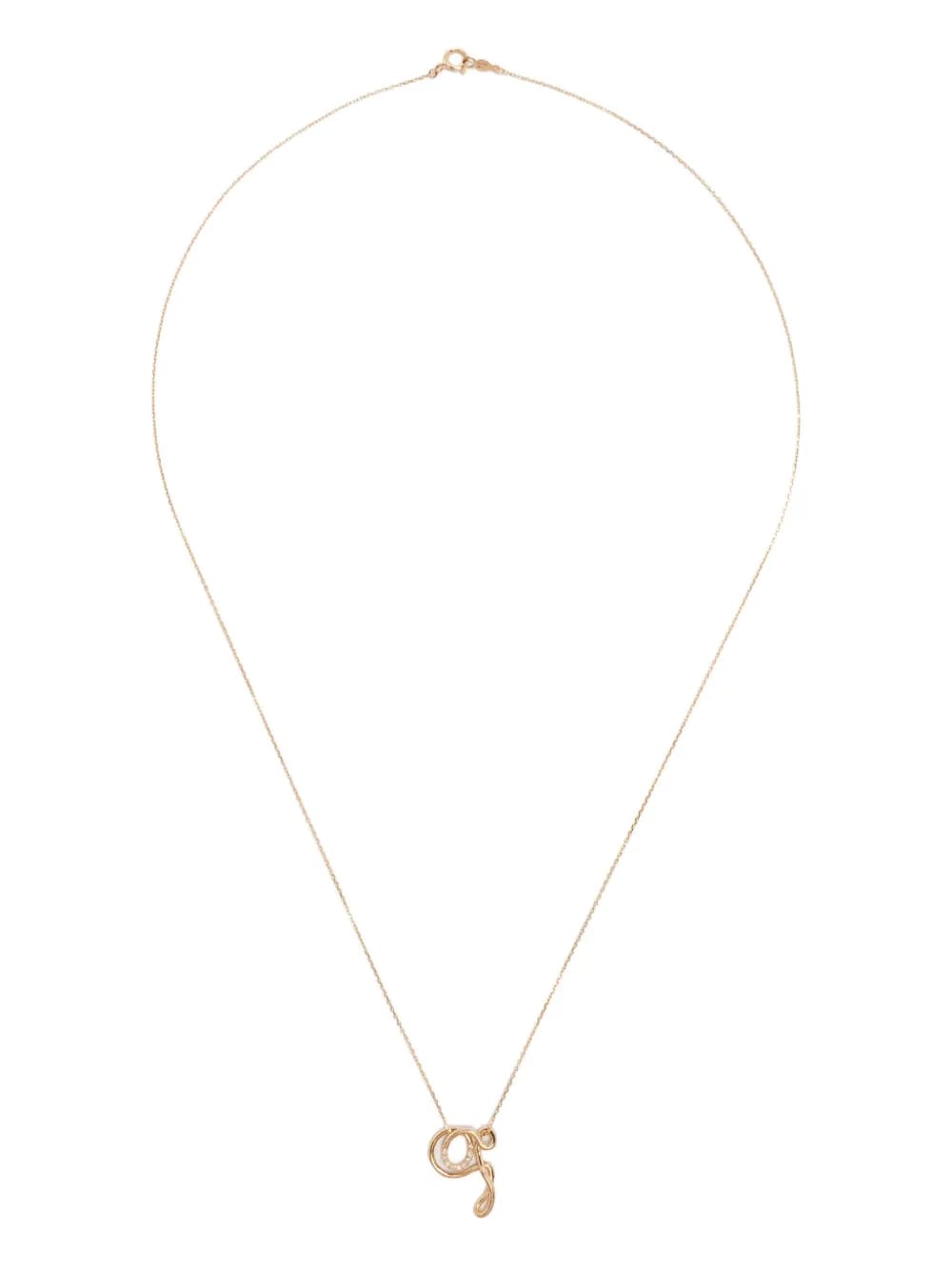 18K yellow gold Letter Q diamond necklace