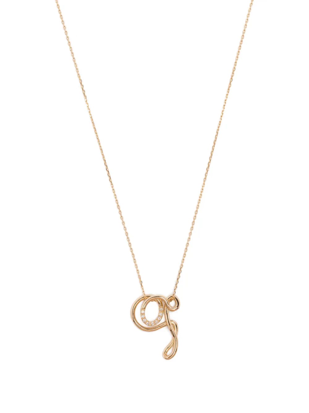 18K yellow gold Letter Q diamond necklace