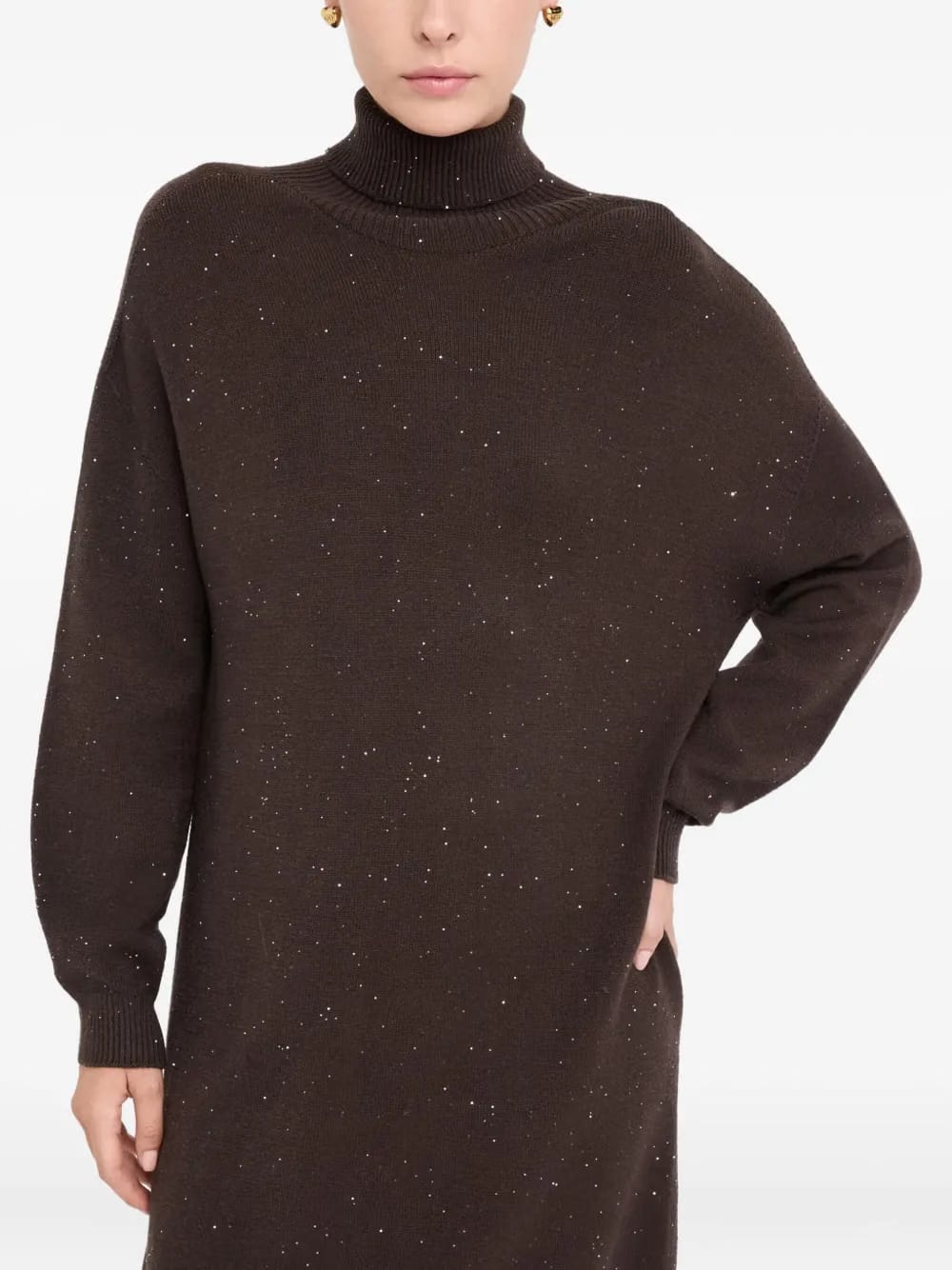 roll-neck embellished dress