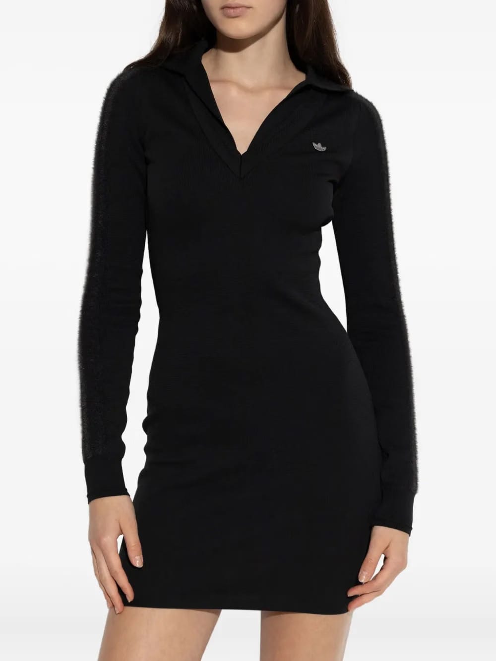 long-sleeve polo-collar mini dress