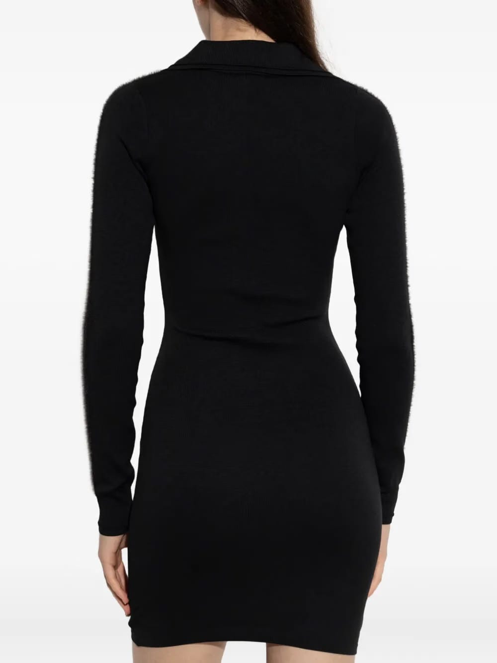 long-sleeve polo-collar mini dress
