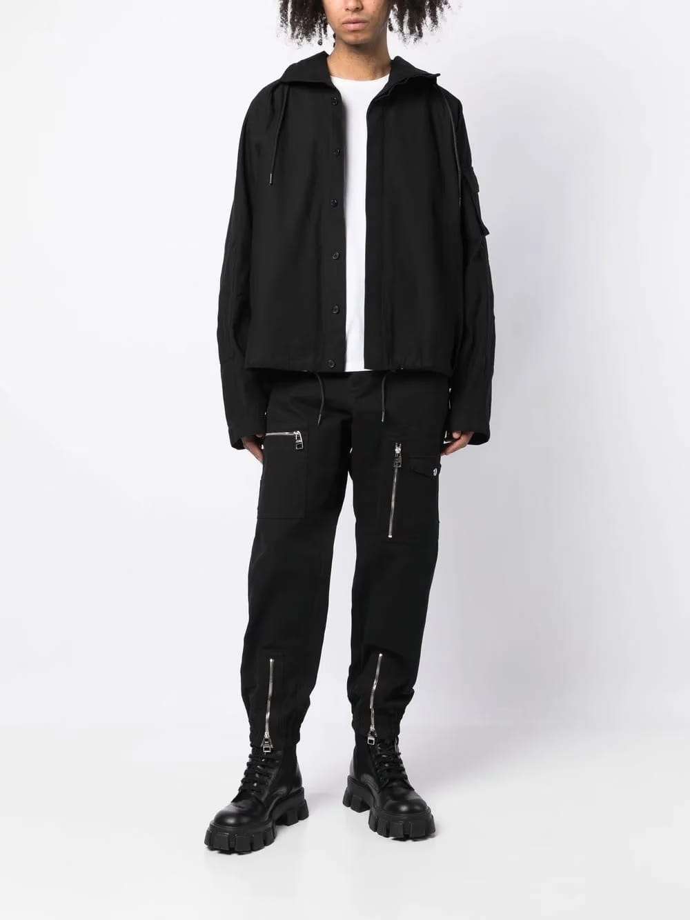 drawstring hood shirt jacket