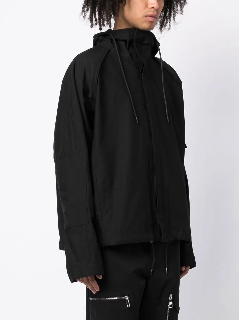 drawstring hood shirt jacket