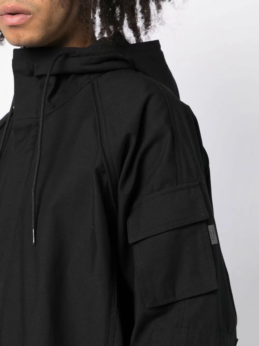 drawstring hood shirt jacket