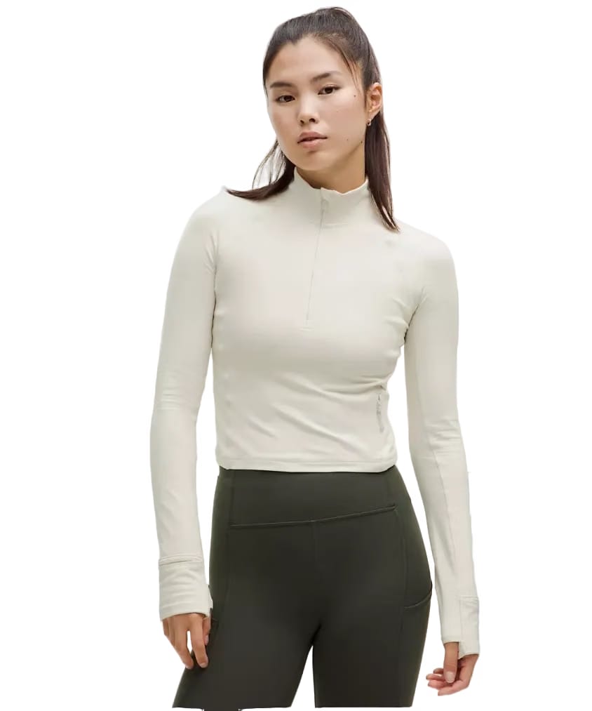 Lululemon It's Rulu Cropped Half Zip Updated Bone