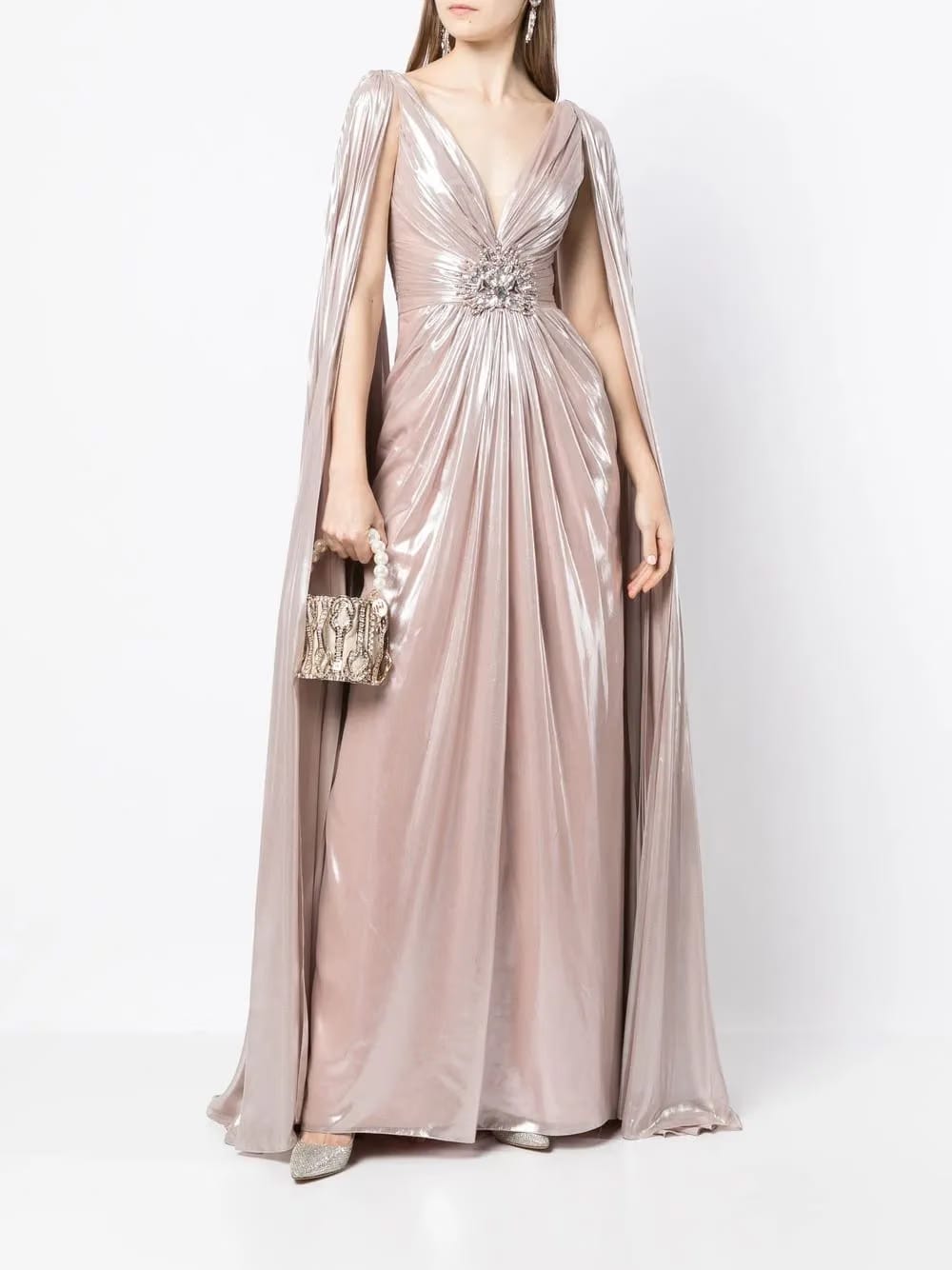 Celia cape-sleeved gown