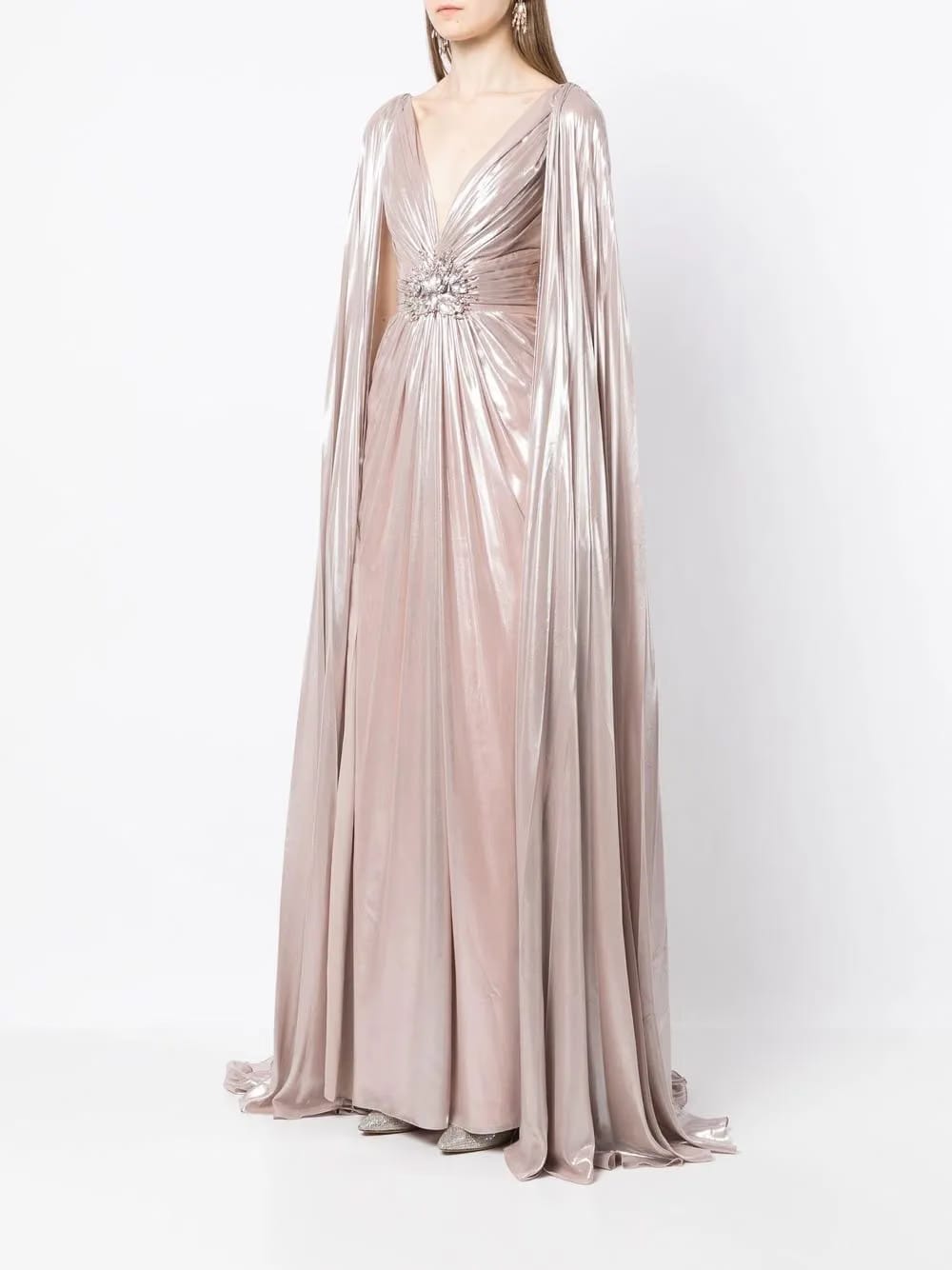 Celia cape-sleeved gown