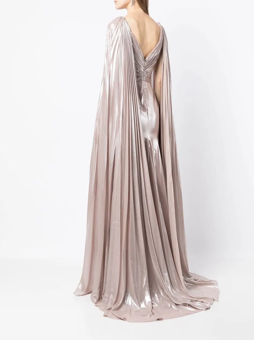 Celia cape-sleeved gown