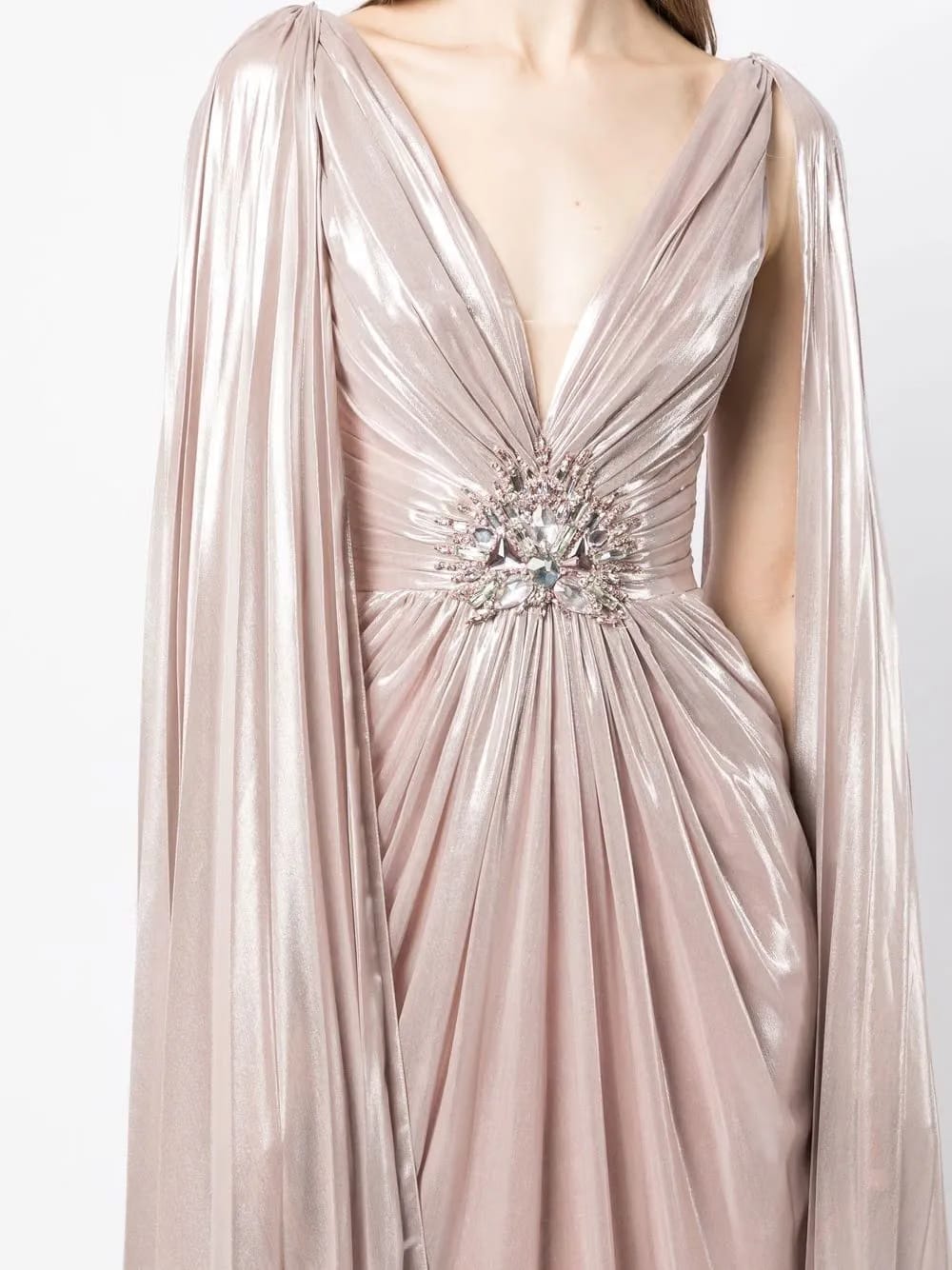 Celia cape-sleeved gown