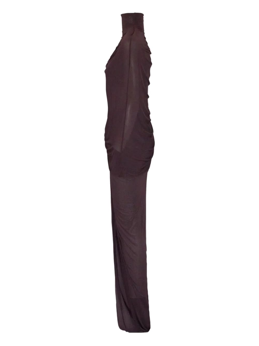 high-neck draped dress