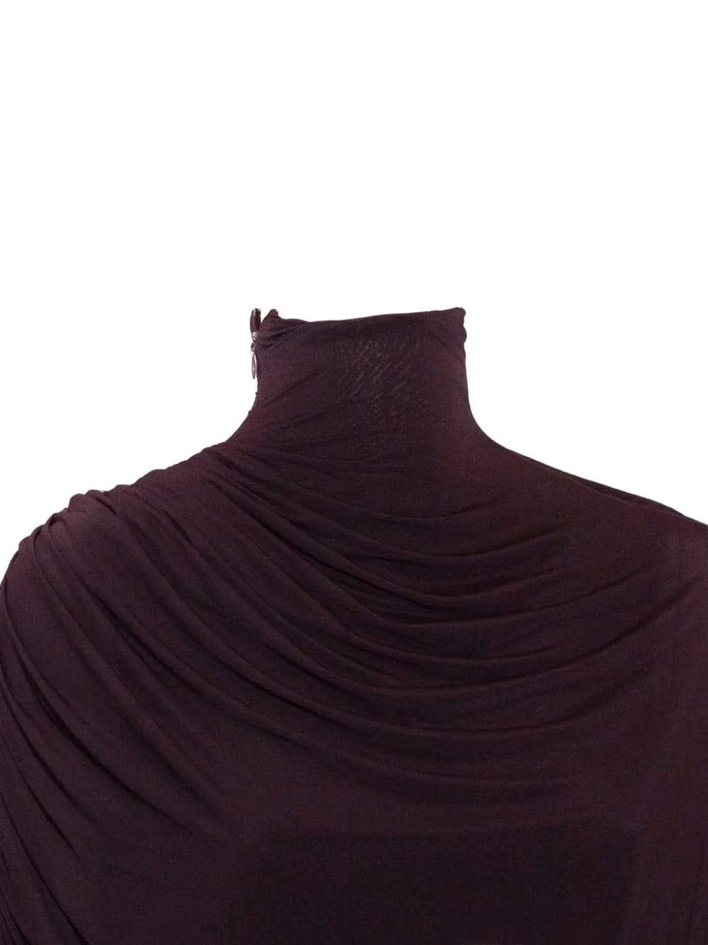 high-neck draped dress