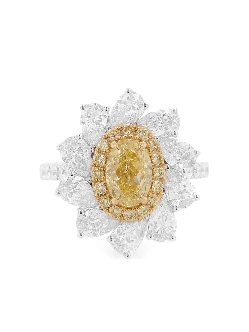 18kt white gold yellow diamond ring