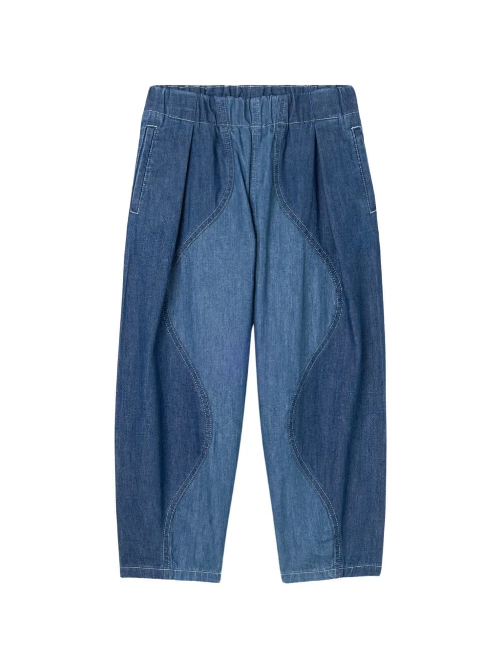 elasticated-waistband panelled jeans