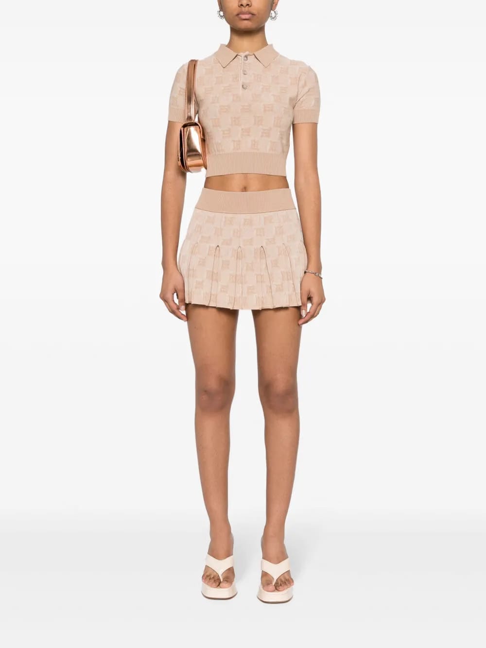 monogram-jacquard cropped polo shirt