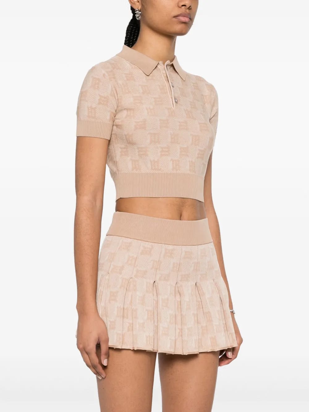 monogram-jacquard cropped polo shirt