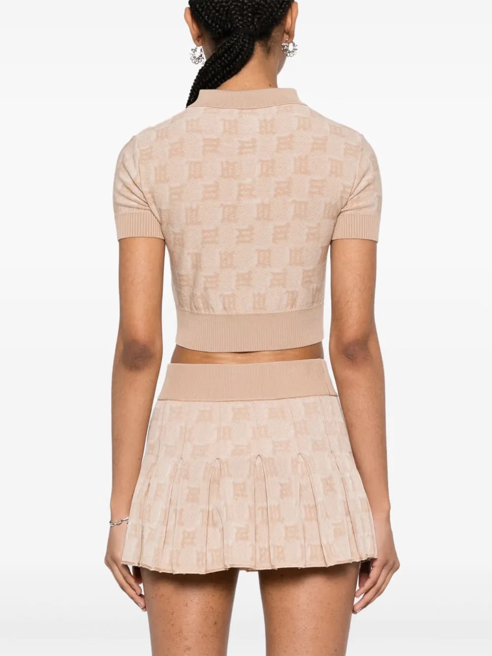 monogram-jacquard cropped polo shirt