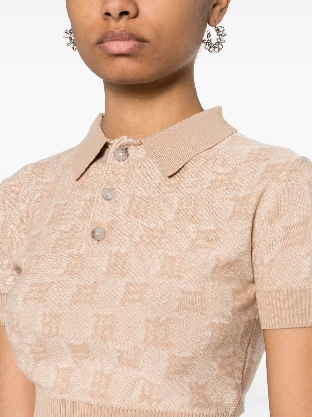 monogram-jacquard cropped polo shirt
