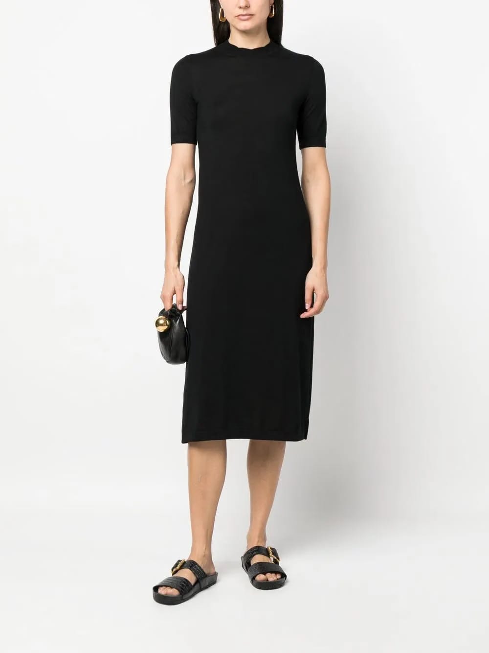 side-slit cashmere midi dress