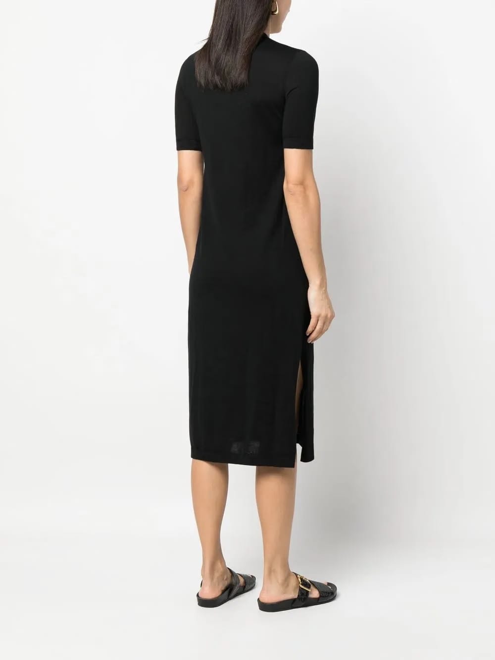 side-slit cashmere midi dress