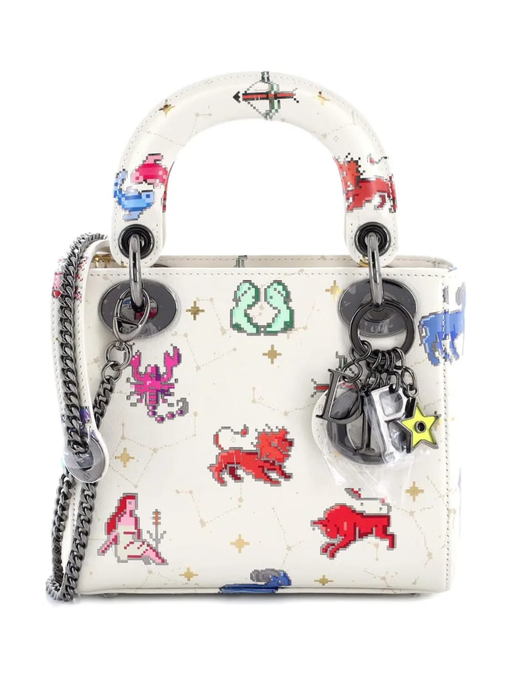 Lady Dior Bag Limited Edition Pixel Zodiac Printed Calfskin Mini shoulder bag