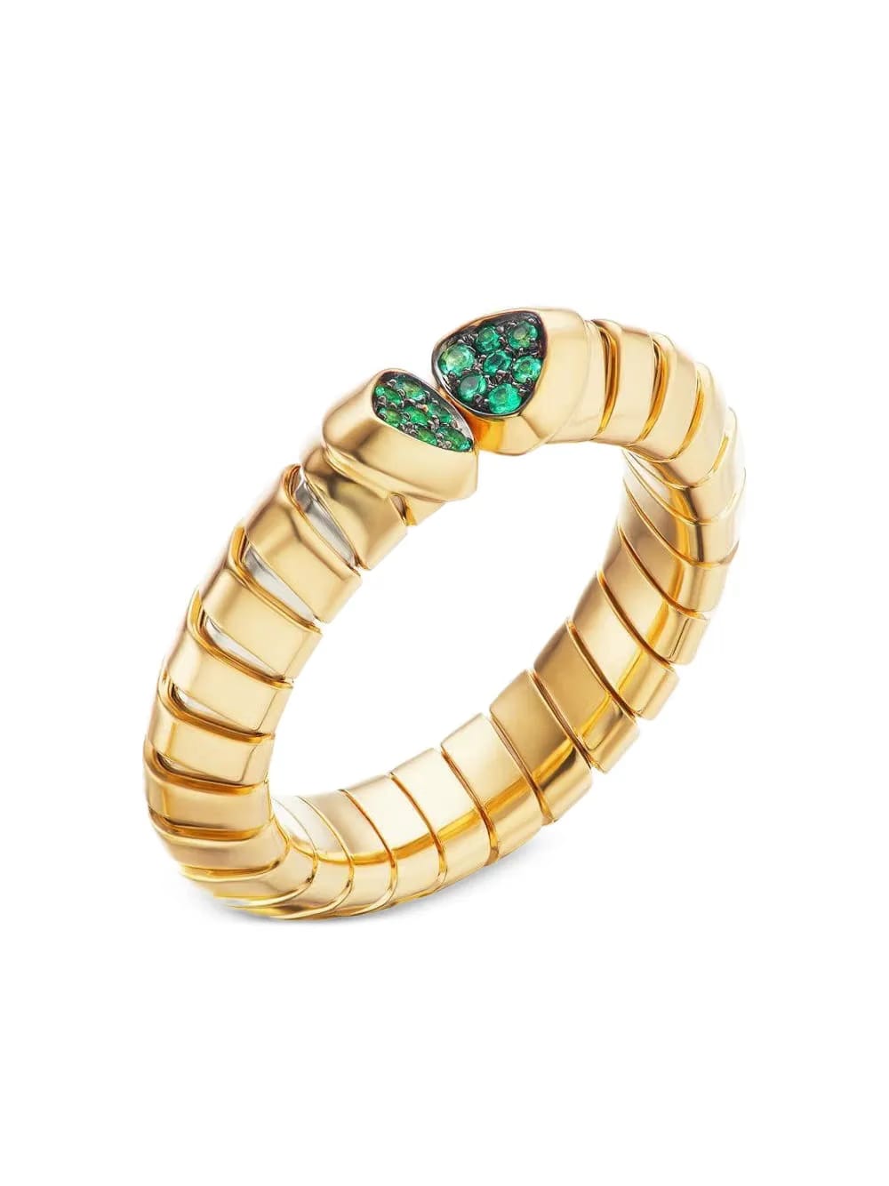 18K yellow gold Trisolina emerald ring