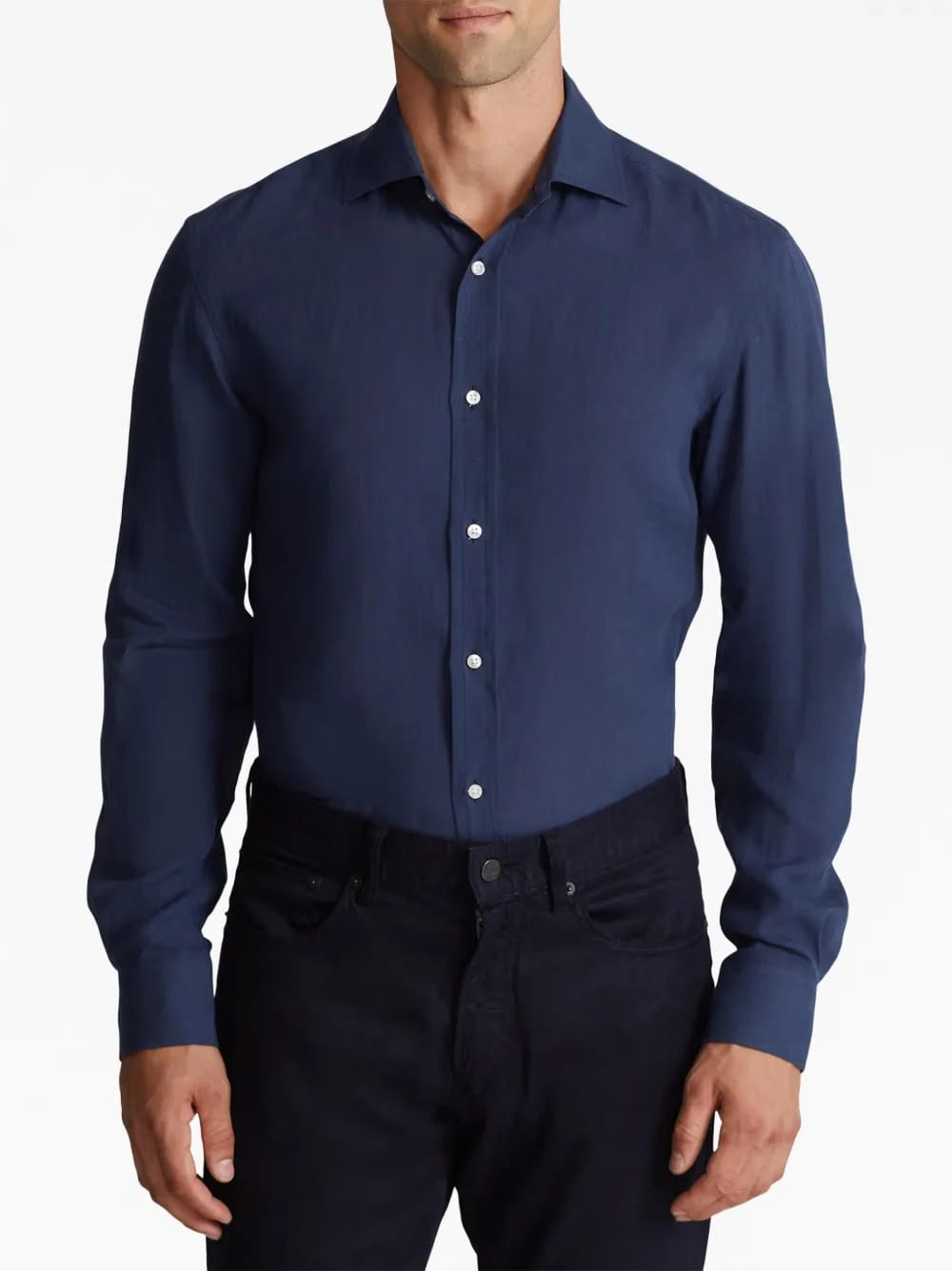 classic-collar linen shirt