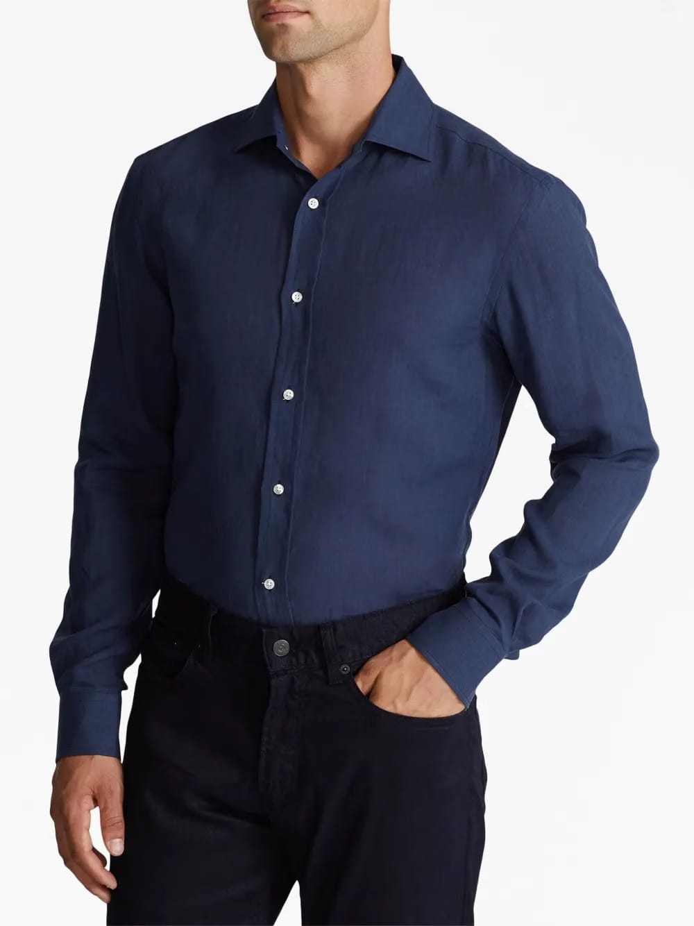 classic-collar linen shirt