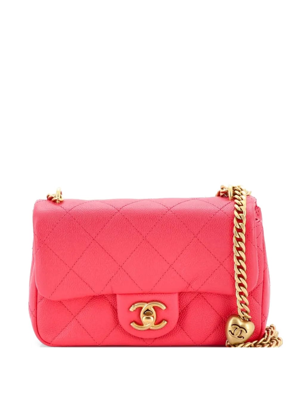 Sweet Heart Chain Flap Bag Quilted Caviar Mini crossbody bag