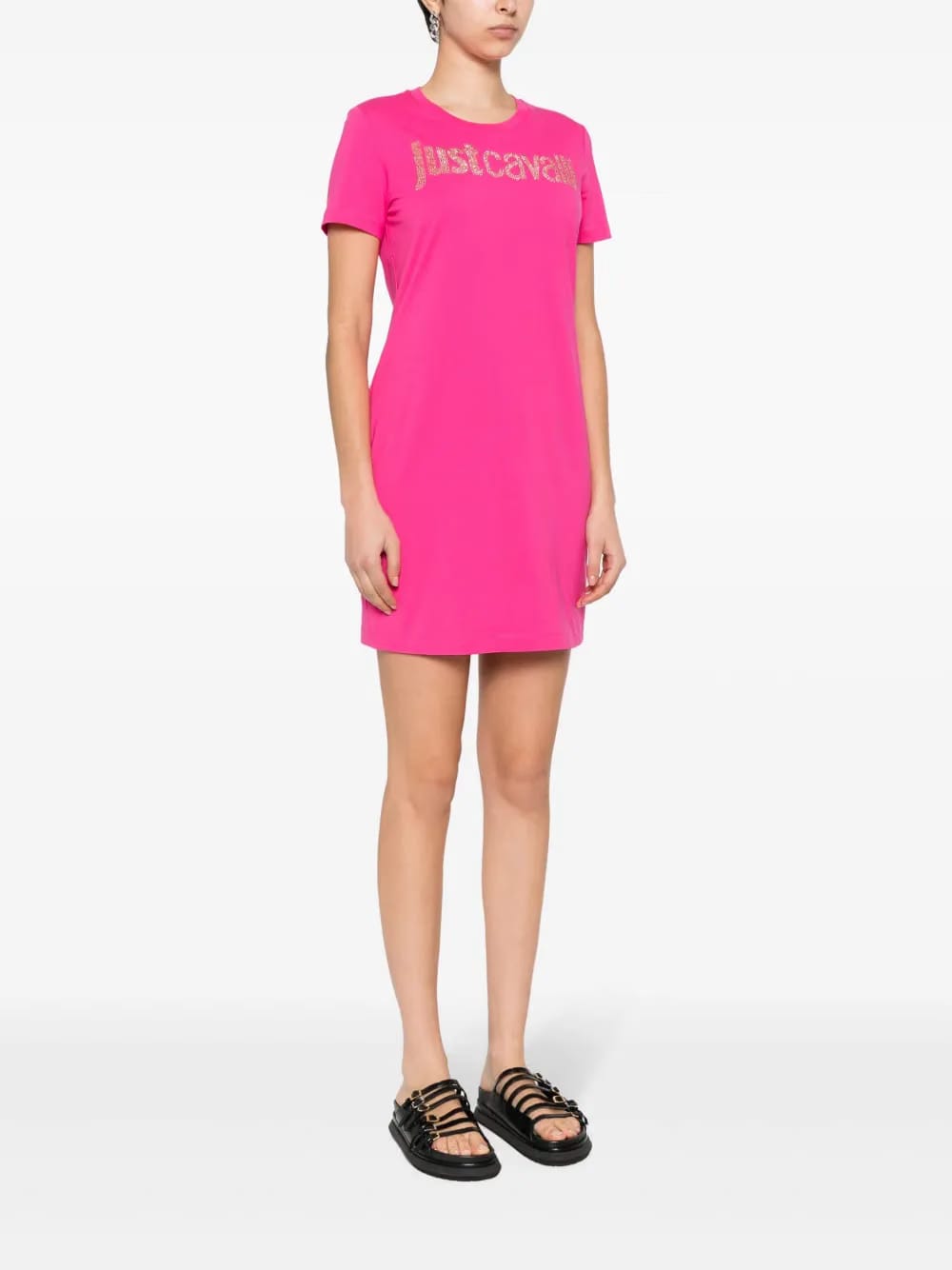 logo-embellished cotton shirt dress