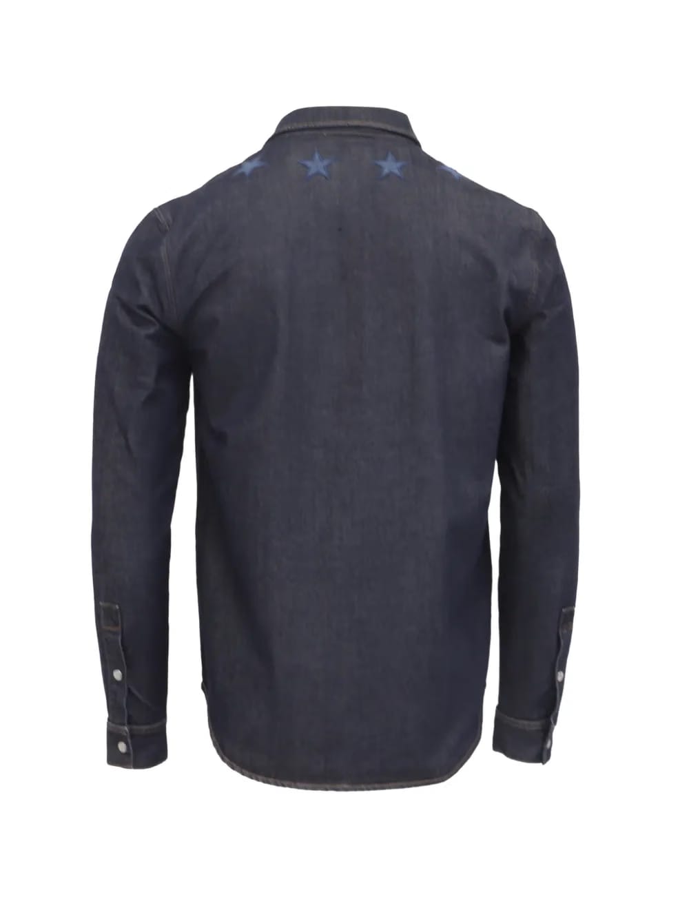 star-embroidered button-down denim shirt