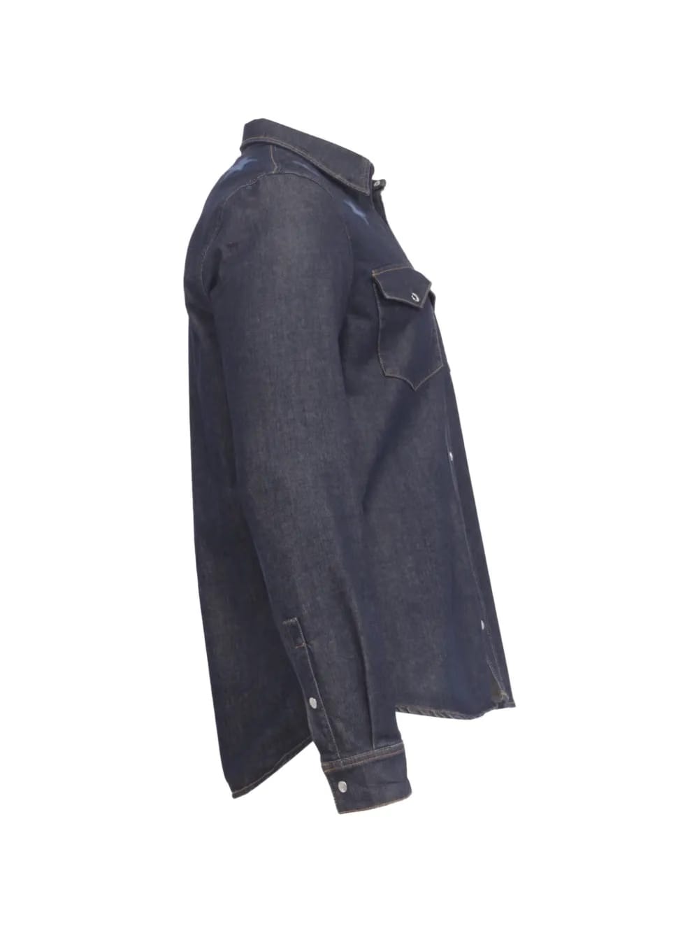 star-embroidered button-down denim shirt