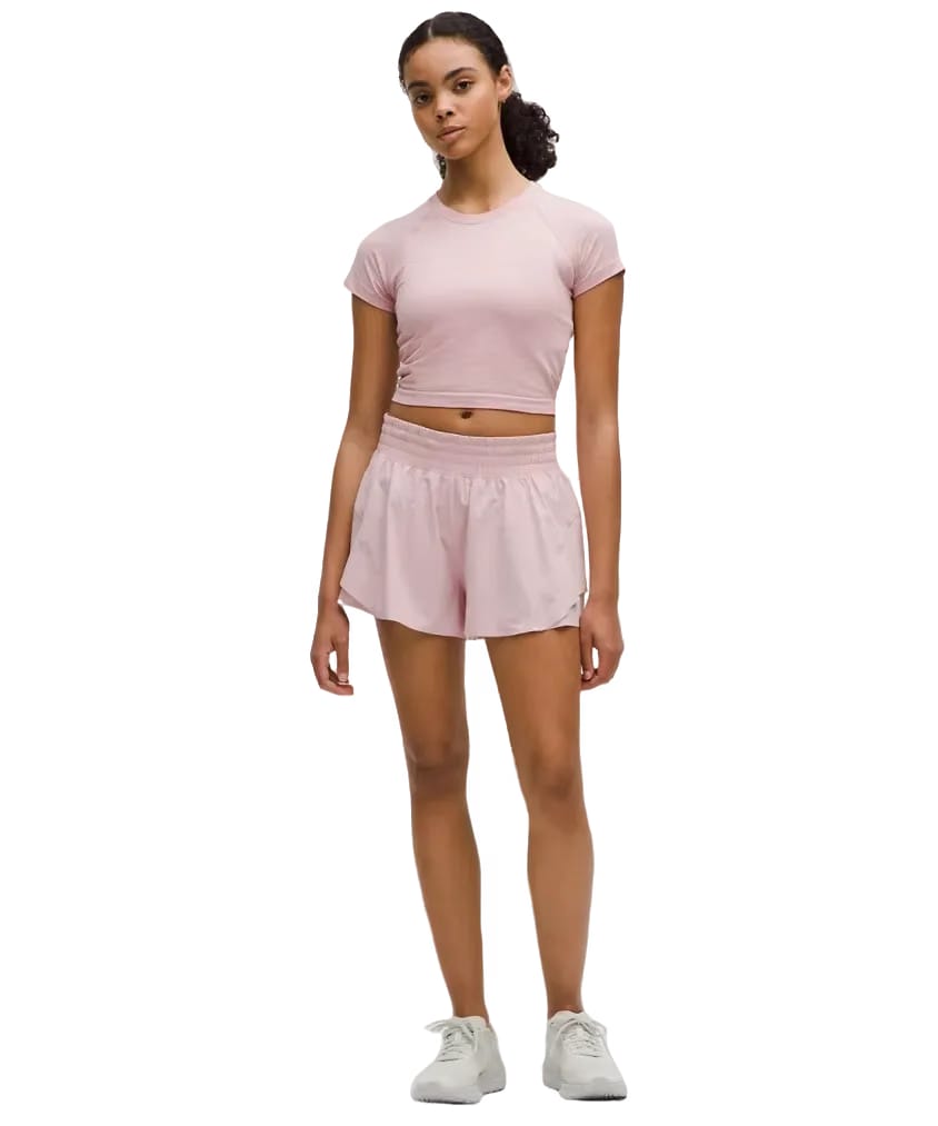 Lululemon Swiftly Tech Cropped Shorts-Sleeve Shirt 2.0 Pink Haze
