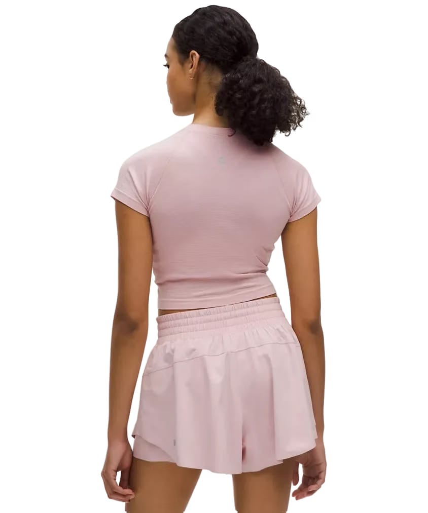 Lululemon Swiftly Tech Cropped Shorts-Sleeve Shirt 2.0 Pink Haze
