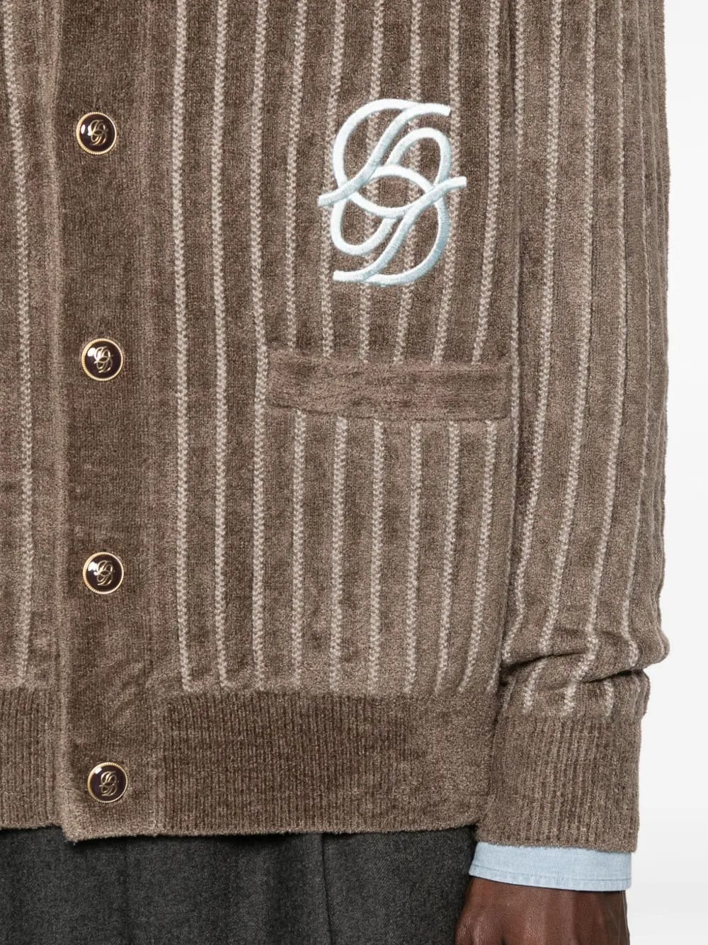 striped embroidered cardigan