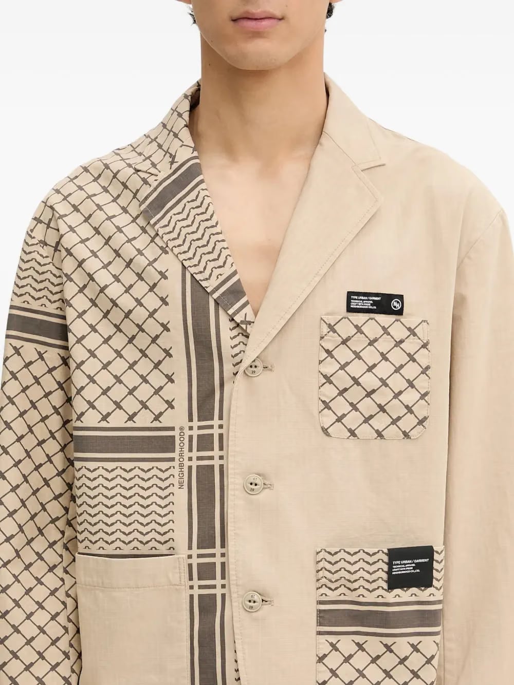 patterned pocketed jacket