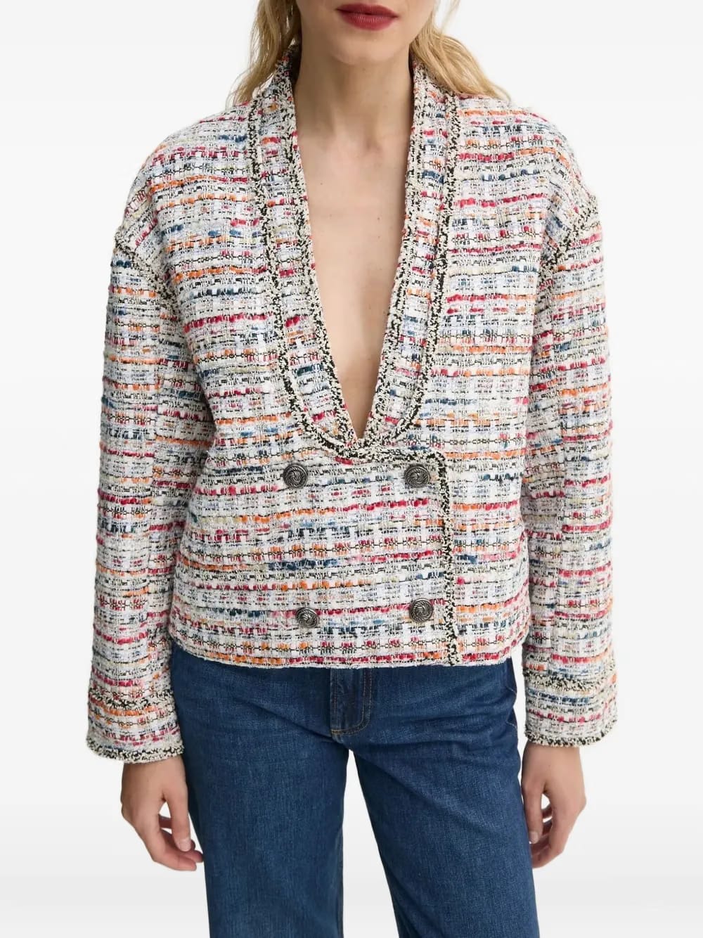 tweed double-breasted top
